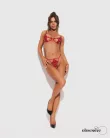 Luise Sublim Red 2-pcs crotchless set S/M