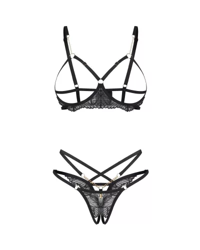 Matildea Black 2-pcs crotchless set  S/M