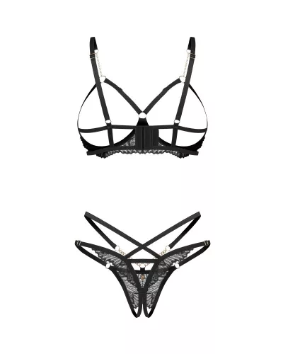 Matildea Black 2-pcs crotchless set L/XL
