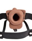 6" Hollow Rechargeable Strap-On with Balls Tan