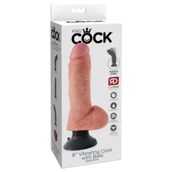 8" Vibrating Cock with Balls  Light