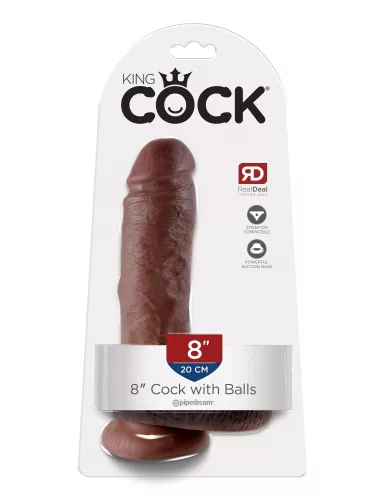 8" Cock with Balls  Brown