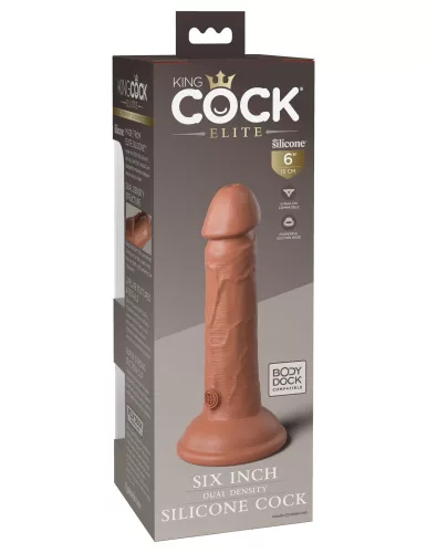 6" Dual Density Vibrating Silicone Cock  Tan