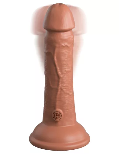 6" Dual Density Vibrating Silicone Cock  Tan