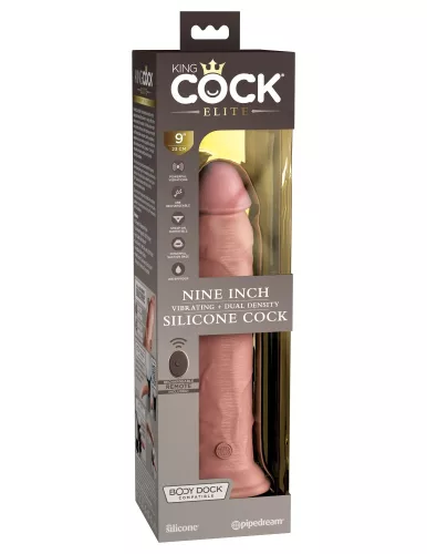 9" Dual Density Vibrating Silicone Cock with Remote  Light