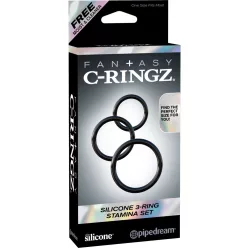 Silicone 3-Ring Stamina Set Black