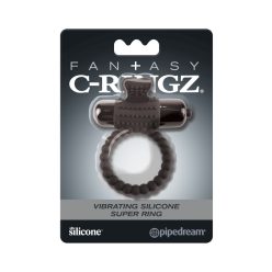 Vibrating Silicone Super Ring  Black