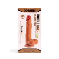 XMEN 7.6 inch Double Layer Silicon Dildo Brown_B0O50_1