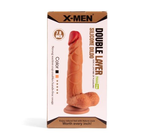 XMEN 7.6 inch Double Layer Silicon Dildo Brown_B0O50_1