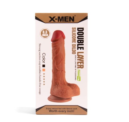 X-MEN 8.3 inch Double Layer Silicone Dildo Brown_B0O50_1